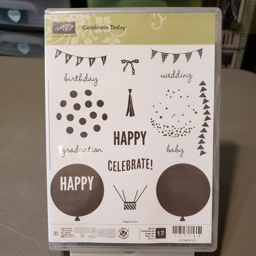 Stampin' Up! 'CELEBRATE TODAY' Photopolymer Stamp Set (Used)